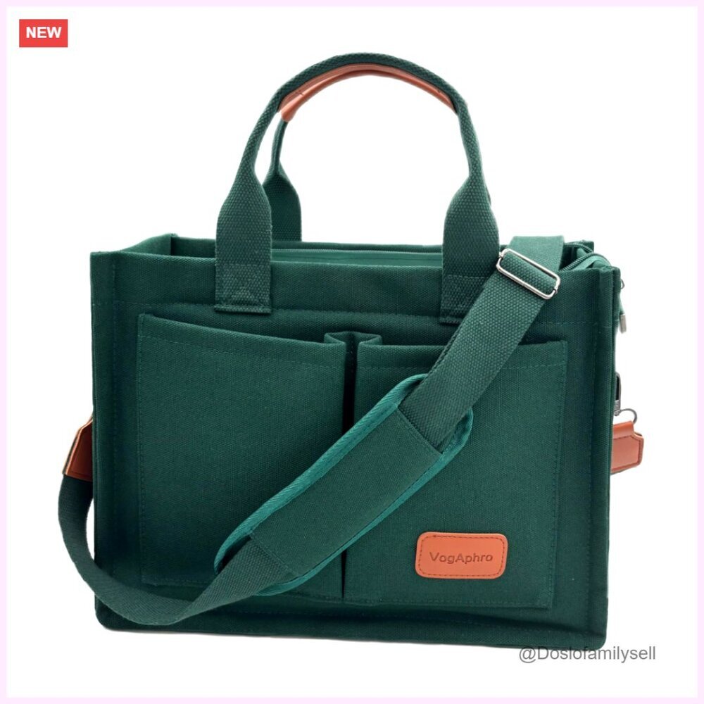 Large Canvas Tote Bag with Pockets Laptop Crossbody Work Travel Bag